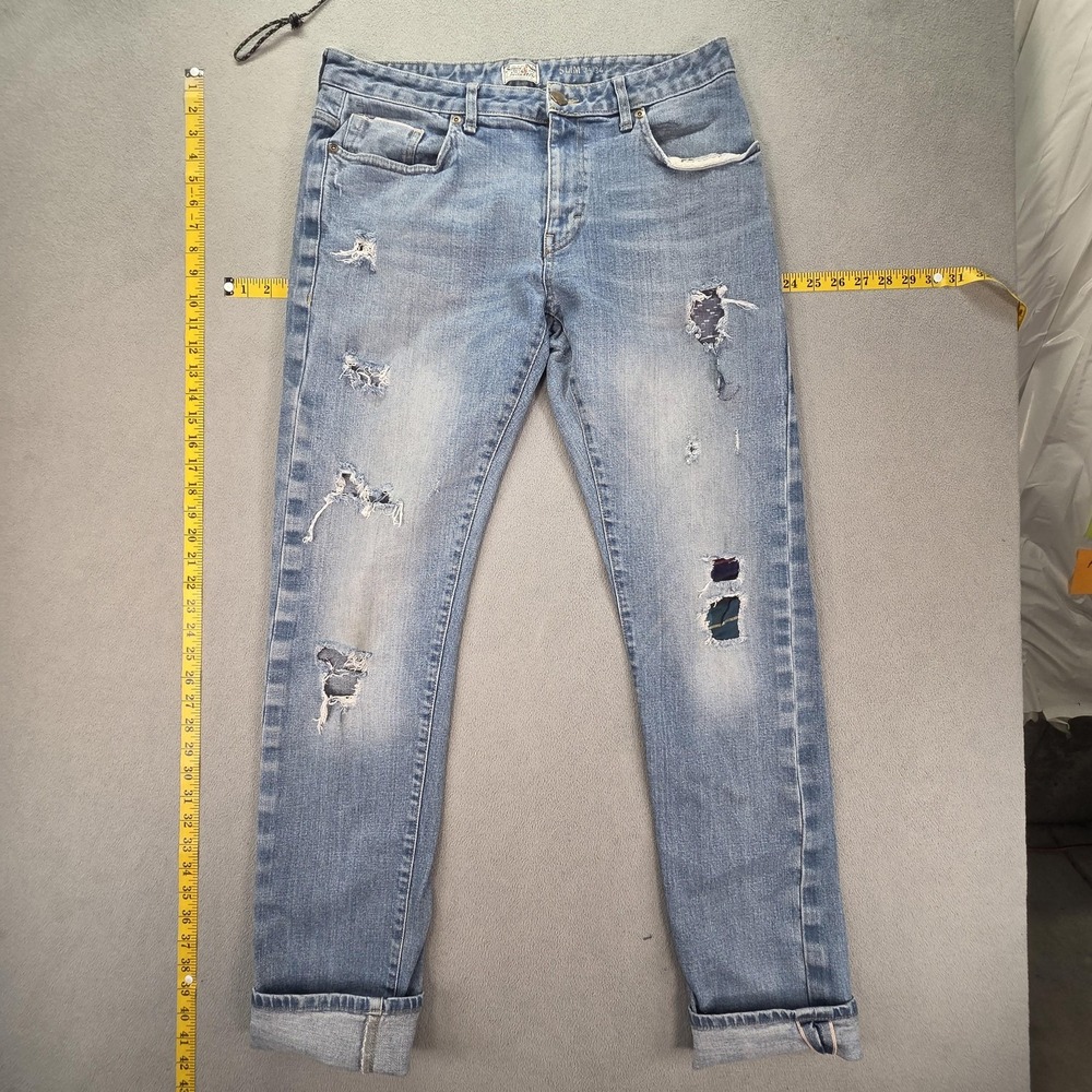 Supply & Industry Jeans Mens Selvedge Blue Light Wash Heavy Thrashed Fits 33x34